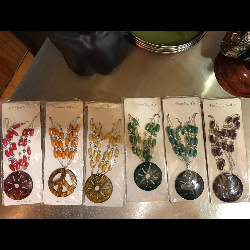 3/$20 Coconut Wood Necklace and Earring Set